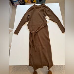 Good American Long Sleeve Brown Sweater Maxi Dress